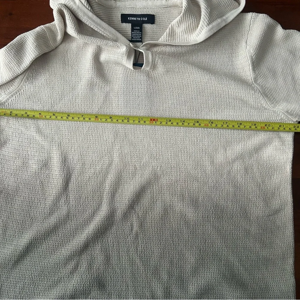 NEW Kenneth‎ Cole Tan Dip-Dyed 100% Cotton Hooded Waffle Long Sleeve Sweater